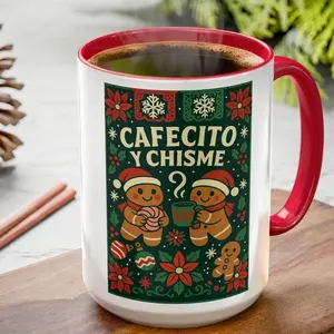Cafecito y Chisme Mug, Funny Latino Coffee Cup, Holiday Gingerbread Gift, Cute Christmas Mug, Cozy Winter Cup, Trending Hispanic Humor Gift Idea