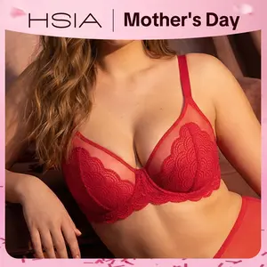 HSIA Mermaid Scales Sexy Lace Plus Size Unlined Underwire Non-padded Full Coverage Minimizer Bra with Back Smoothing for Women Large Bust