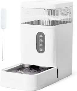 Automatic  Water Dispenser Gravity Waterer with Stainless Steel Bowl Water Dispenser 8.5L Large Capacity Water Feeder with Filters for Dogs Cats s,  Noise-Free (White, 8.5L)