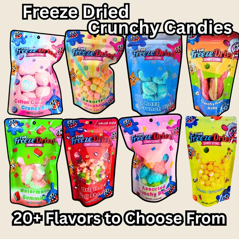 Crunchy Freeze Dried Candy - 20+ Flavors to Choose From - No Charge on Shipping on $30+ Orders - MADE IN THE USA Crunchy Freeze Dried Candy - 20+ Flavors to Choose From - No Charge on Shipping on $30+ Orders - MADE IN THE USA