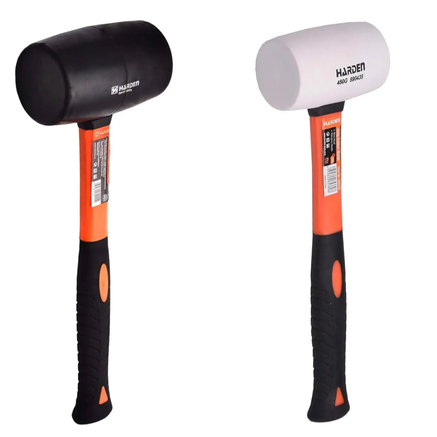 2Pcs 16oz Rubber Mallet Set (Black + White)