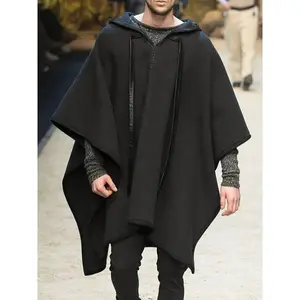 Men'sCasualLongSleevePoncho,HoodedJacketMenswearCoats