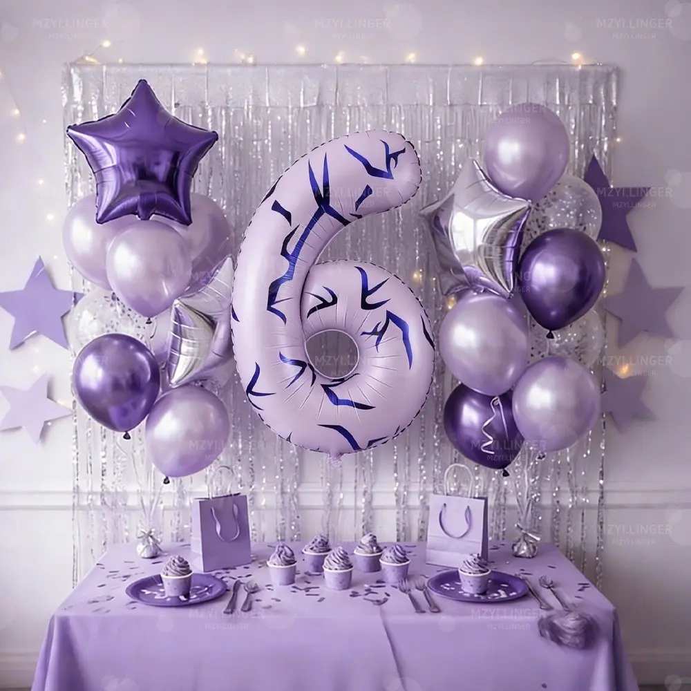 20pcs 40-Inch Cream Number Balloons, Silver Star Aluminum Balloons for K-Pop Party, Birthday, Anniversary Decorations