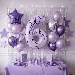 20pcs 40-Inch Star Balloons, K-Pop Theme Party Decor, Birthday Anniversary Arch Decoration, Numbers 0-9, Perfect for Celebrations