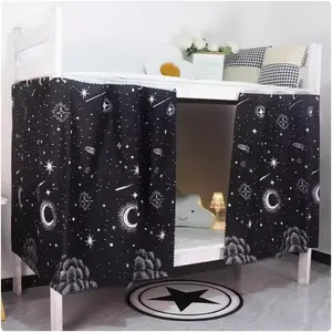 Bunk Bed Curtains Dormitory Blackout Bed Drapes for Loft Bed Milky Way Moon for Bed Frame Dustproof Decorative Shading for Bottom Bunk Bed