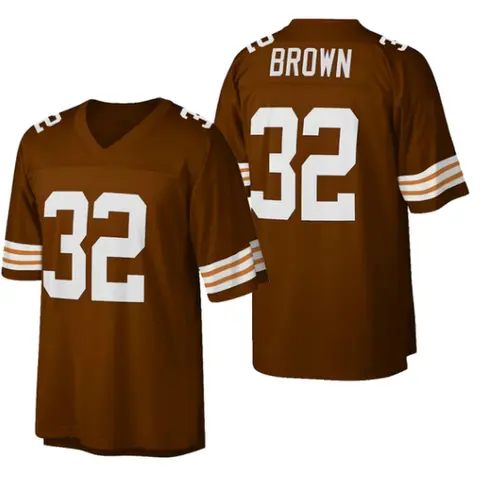 Classic Brown Retro Football Jersey Authentic Replica 1980s Vintage Style Heavyweight Mesh Fabric Stitched Tackle Twill Logos  Perfect for Collectors & Game Day |Limited Stock – Get Yours Now