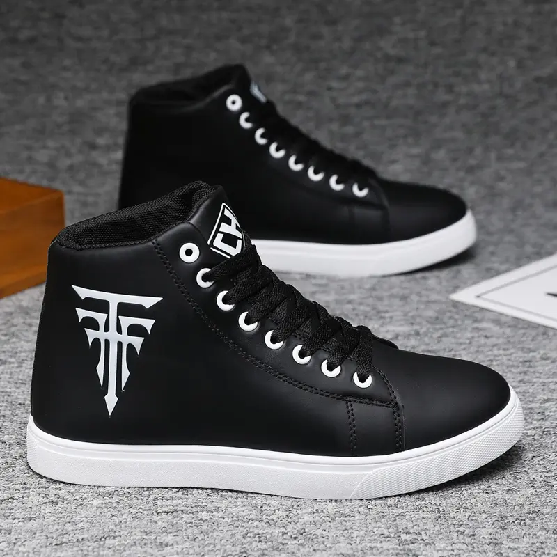 Spring Sneakers Mid-Top Leather Waterproof Non-Slip Stylish White Shoes, Lightweight, Trendy, Casual, Modern, Versatile, Breathable, Comfortable, Soft, Relaxed, Classic, Fashion, Durable