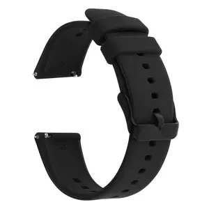 Silicone Watch Bands, Quick Release Waterproof Soft Rubber Replacement Straps with Silver Plated Stainless Steel Buckle Compatible with Sport Watch for Men Women