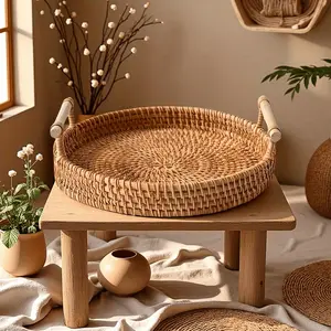 Simple and elegant handmade woven rattan tray insulation pad tray | insulation pad | handmade storage basket Suitable for 4 seasons