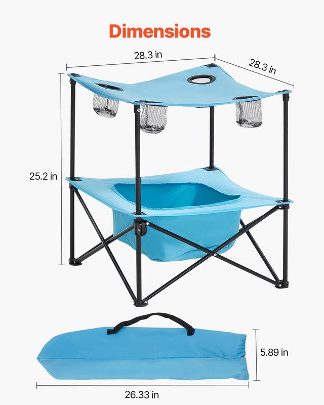 Folding Portable Camping Table With Oxford Cloth Top For Outdoor Picnics And Events, Square Table Design With 4 Cup Holders, Lightweight Foldable Picnic Desk, Sturdy Steel Frame, Non-Slip Feet, Easy Open And Close, Compact Storage