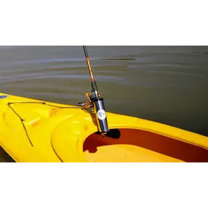 Stainless Steel Clamp-On Fishing Rod Holder with 10-Degree Tilt Angle & Vinyl Cap for Kayak & Boat Use