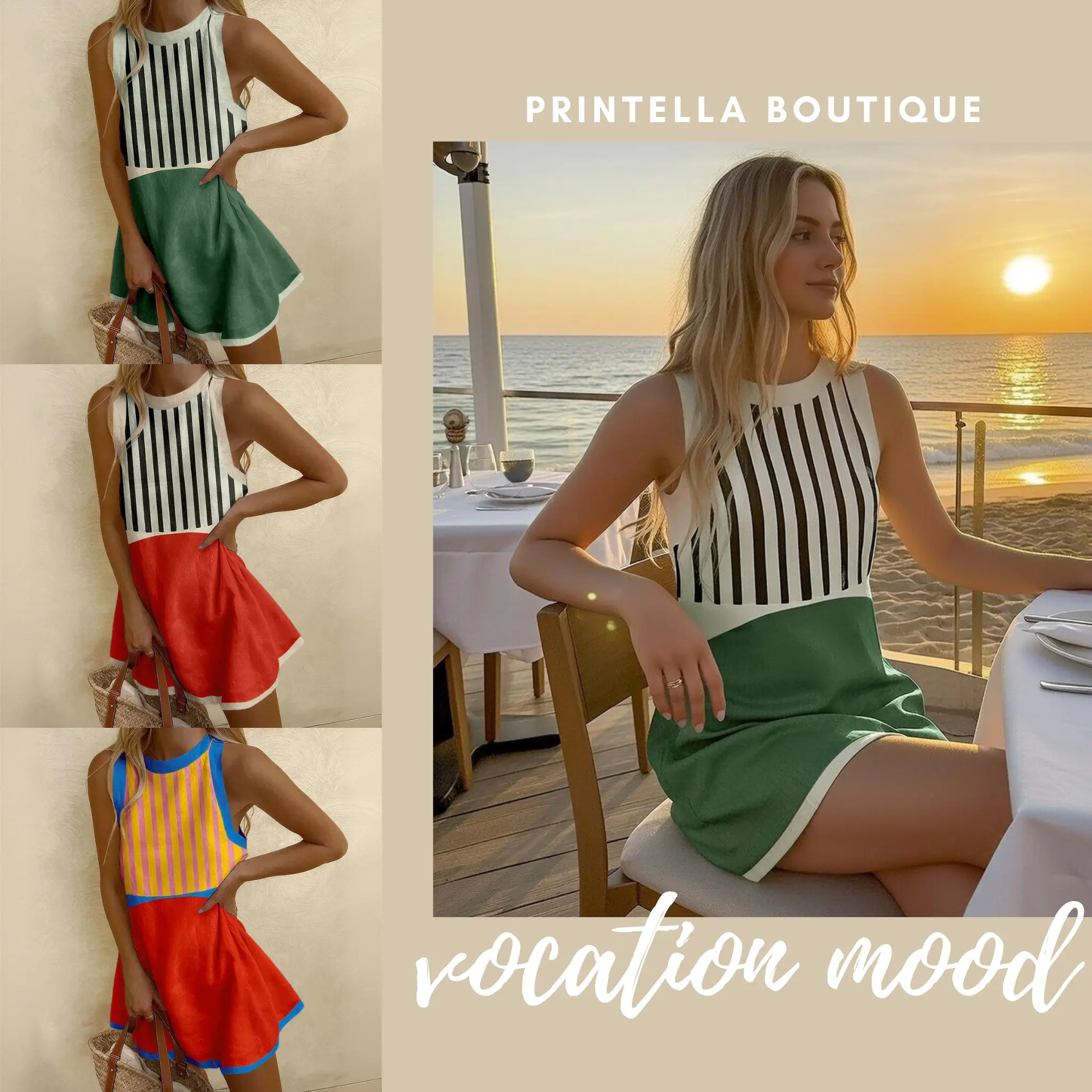 slim fit dress slacks Meagan Green Striped Short Dress main image 0