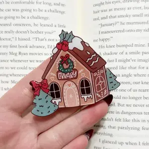 Gingerbread Library Phone Grip Cozy Christmas Kindle Reader