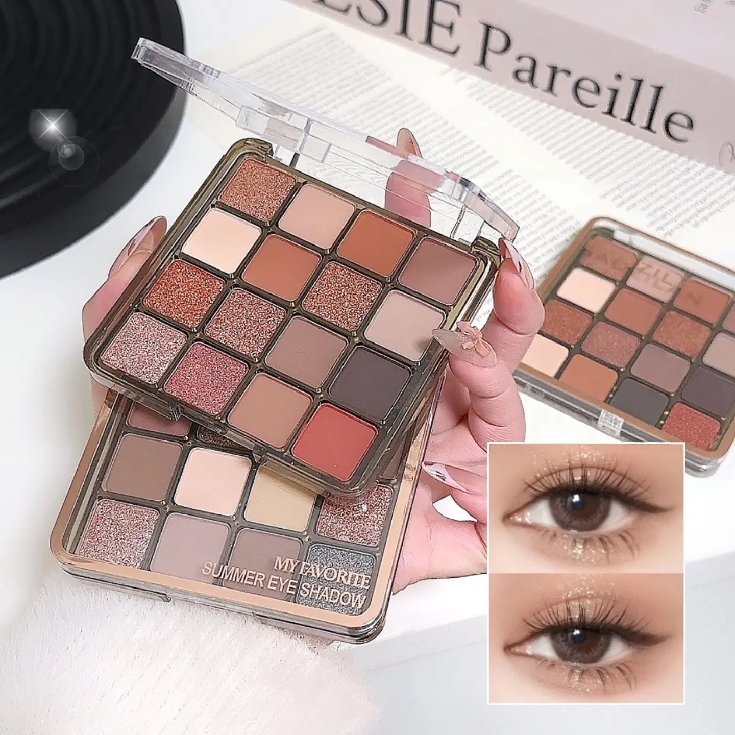 Nude Earth Tone 16 Shades Eyeshadow Palette Matte Glitter Shades Long Wear Blendable Daily Commute Party Eye Makeup Cheap Makeup