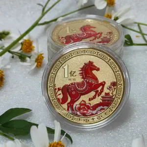 2026 New Year Horse Lucky Commemorative Coin, Good Luck Small Goal Color Metal Collection Badge, Party Holiday Memorial Gift