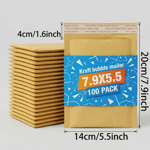 50/100 Pcs 5.5x7.9 Inch Bubble Mailers - Heavy Duty Padded Mailing Envelopes with Self-Sealing Strip, Waterproof Poly Bags for Small Business Shipping & Daily Packaging