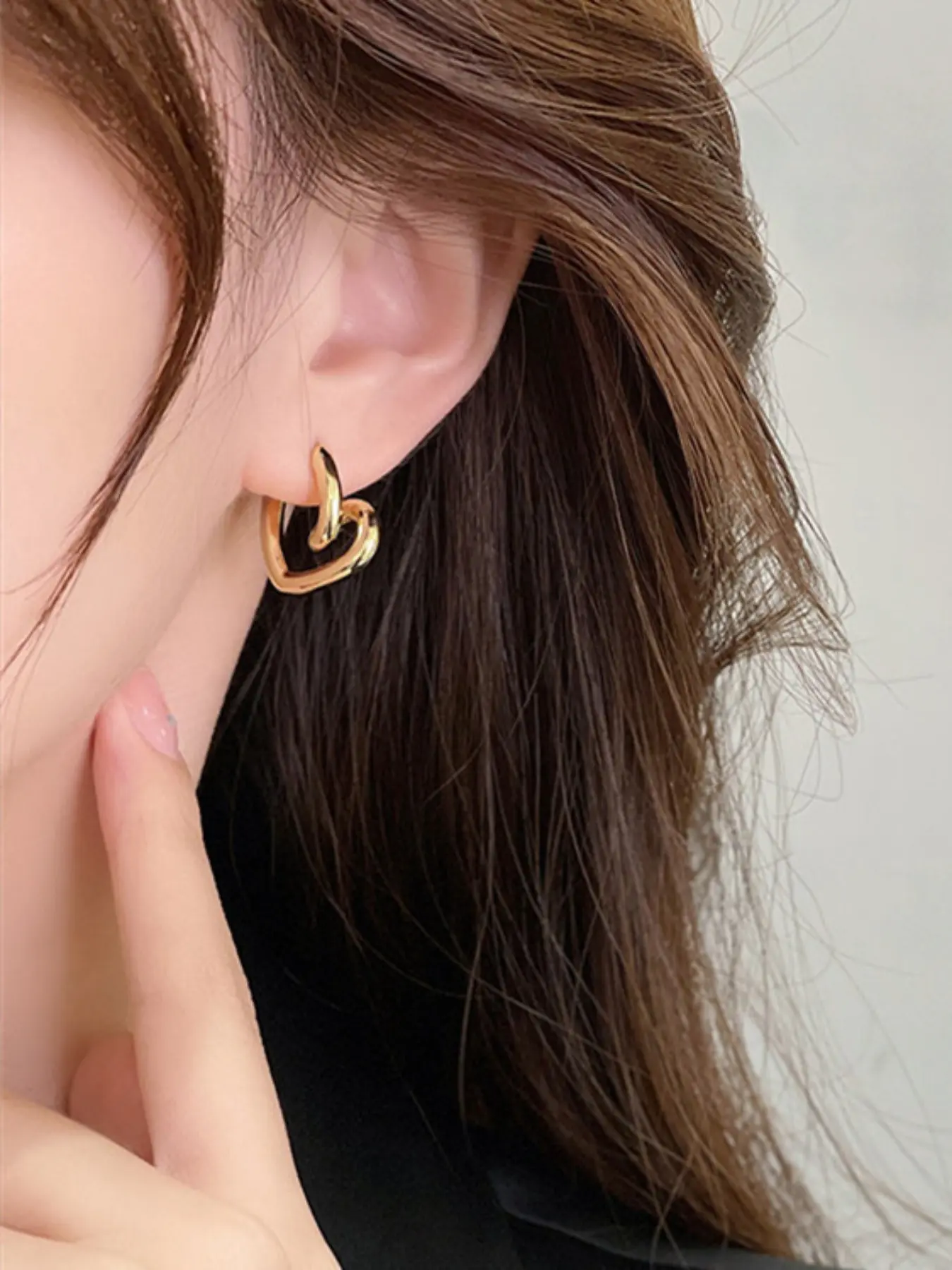 Unique Heart Earrings, Copper Material, Hypoallergenic, Polished Metal Craft, 3D Heart Design, Soft and Versatile, Elegant, All Seasons Wear, Gift for Girlfriend or Best Friend