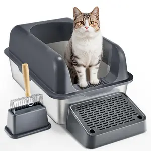 6" Deep Cat Litter Box with Filtering Footboard Odor-Control Low-Tracking Design for High-Urine Cats Extra-Deep Base & Easy Cleaning
