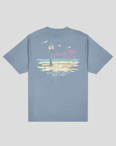 Brooklyn Cloth Jacob Riis Beach Club Tee, Retro Inspired Graphic Short Sleeve T Shirt, Soft Cotton, Relaxed Fit, Summer Streetwear Style, Multiple Size