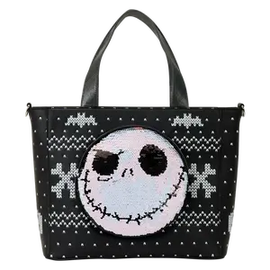 The Nightmare Before Christmas Jack Skellington Reversible Sequins Tote Crossbody Bag with Coin Bag