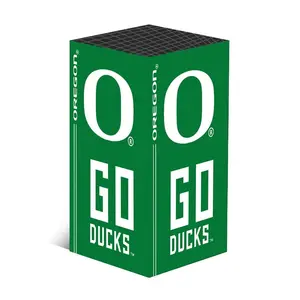 Varsity Gripz _Oregon VarsityWrapz Console Wrap for Xbox Series X/S - Tailored Vinyl Wrap with 2 Free Controller Skins, Perfect Fit & Peel & Play Application - Game Duck Stand