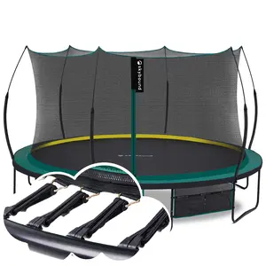 14 FT 12 FT 10FT 8FT 6FT Springless Trampoline for Kids and Adults - Recreational Trampolines with AntiRust Coating - Bungee Cords Outdoor Trampoline for Kids - No-Gap Design Zipper System-Green ai  bunny  trampoline