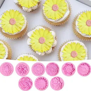 9 Pack Flowers Fondant Molds Silicone Molds for Candy, Chocolate, Baking Tools, Cookies, Paste, Sugar Craft, Marzipan, Butter, Clay, Resin, Plaster, Handmade Soap Mould Candy Making