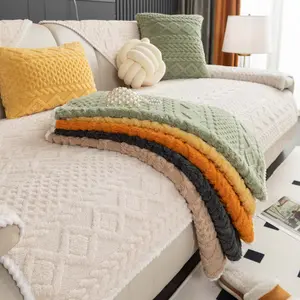 Luxury Plush Couch Cover , Soft Thick Chenille Sofa Seat Pads, Non-Slip Machine washable Sofa Protector, Pet Friendly & Cozy Couch Cushion Mat for Living Room, Sectional & Modern Sofa Decor.