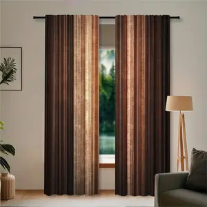 2pc vintage wood grain pattern printed curtains, door curtains, with a semi-sheer rod pocket design, a perfect gift for friends, suitable for dormitories, bedrooms, living rooms, kitchens, and apartment home decor, Home Decoration Curtain
