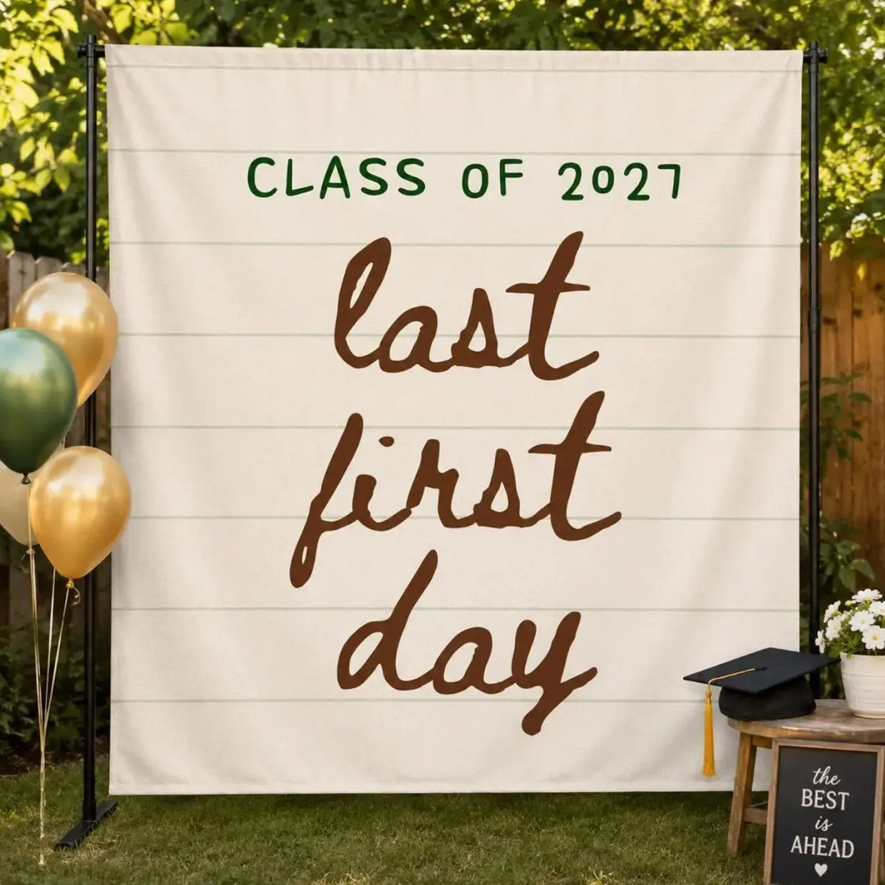 Class of 2027 Last First Day Tapestry, Senior Year Graduation Backdrop, College Send Off Party Decor, Photo Booth Banner