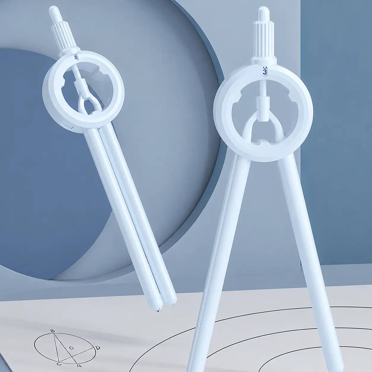 High-Quality ABS Professional Geometry Drafting Math Compass - Retractable Needle, Visible Radius Scale, 0.5mm Lead Compatible, Daily Use Back-to-School Haul Essential Stationery for Students (2026-2027)