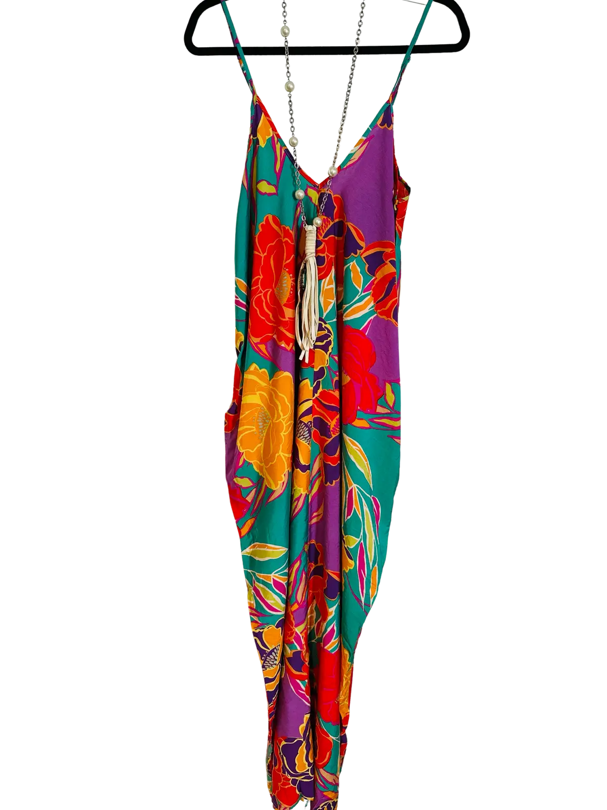 Tropical print, strapping cocoon dress