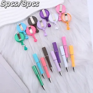 5pcs/8pcs DIY Stretchable Ballpoint Pens, Portable Ink Atomizers, 1.0mm Tip, Ideal for Nurses, Teachers, Office Workers, Back-To-School Supplies