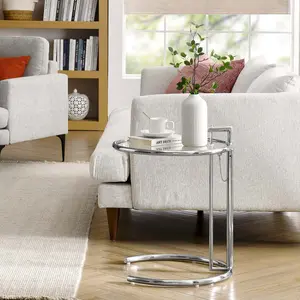 Modway Eileen Gray Chrome Stainless Steel End Table in Silver