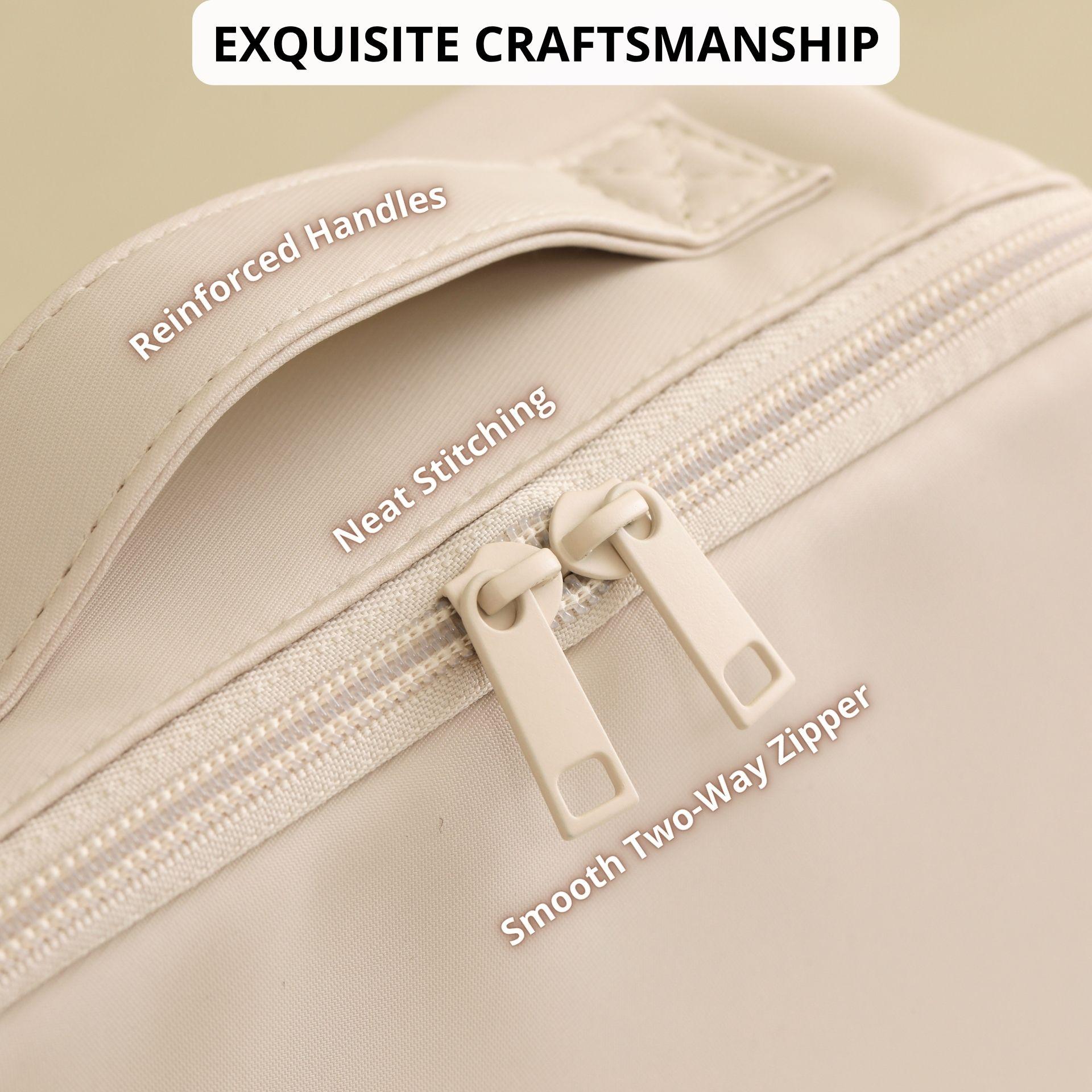 Waterproof Leather Makeup Bag for Travel, Clean Girl Vanity Organizer with Luggage Strap
