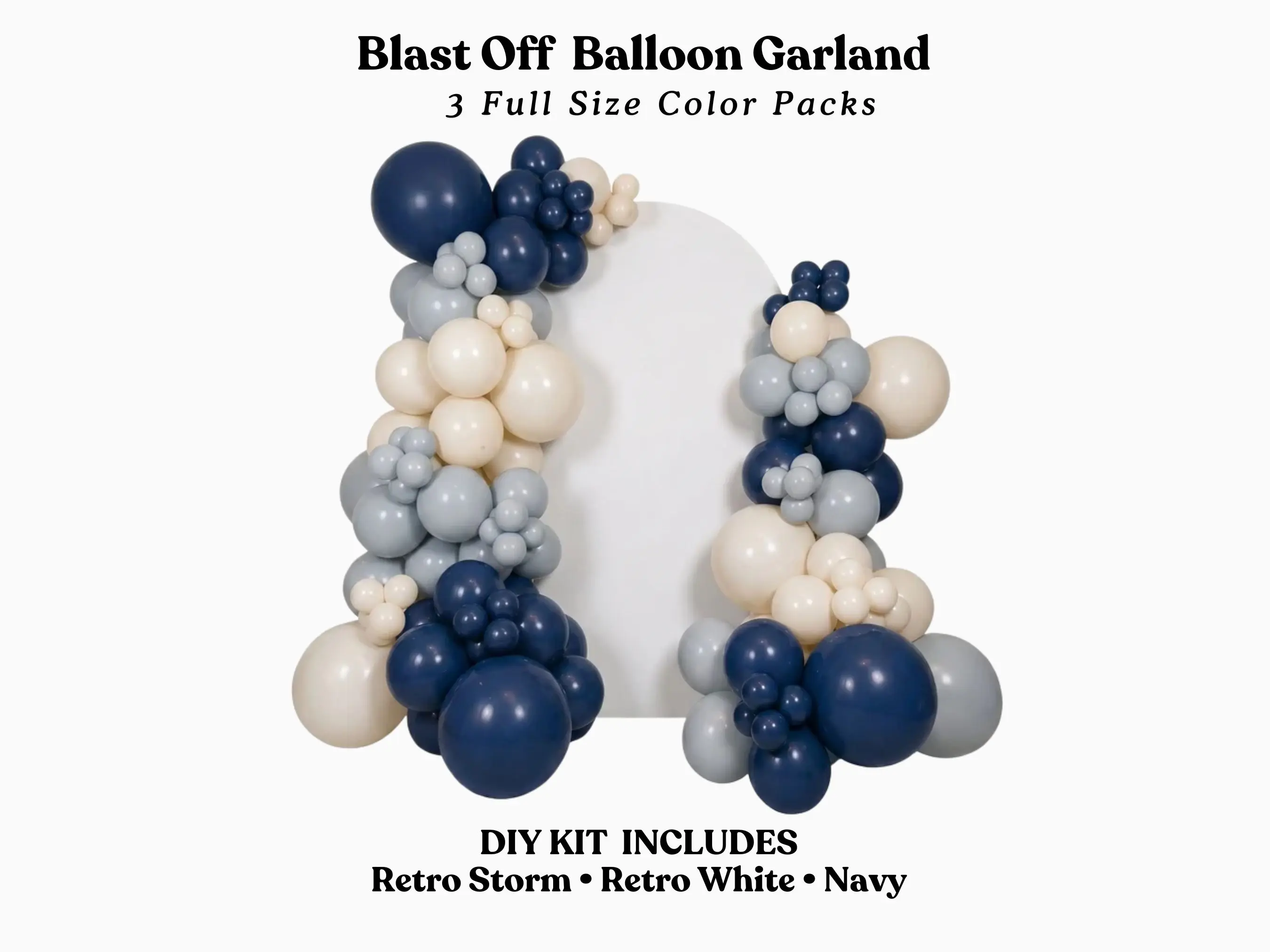Blast Off Balloon Garland - Navy, Retro White, Retro Storm DIY Kit
