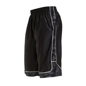 Men's Active Sporty Chic Football Fashion Black Over-the-Knee Technical Shorts - Breathable, Moisture-Wicking, Loose Fit, Drawstring-Equipped, Camouflage Side Stripes, Full Coverage