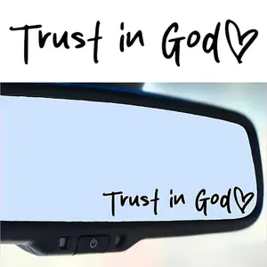 1PC Minimalist Faith-Inspired Car Mirror Decal – “Trust in God” Script Sticker, Perfect for Road Trips, Car Decor & Thoughtful Gift Idea