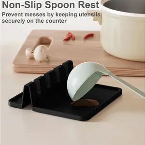 Non-Slip Silicone Spoon Rest for Kitchen - Heat-Resistant Cutlery Holder