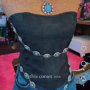 Glenda Grey Corset Top with Turquoise Accents and Silver Embellishments for Stylish Outfits