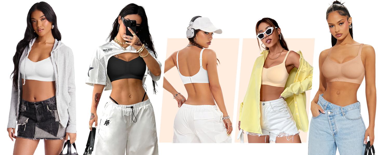 Werena Wireless Bras for Women Comfortable Sports Bra No Underwire & Sewn in Padded Bralettes Full Coverage Lined Bra with High Support Breathable Strap