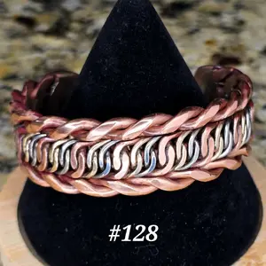 #128 Pure Copper | SS | SB  6 3/8" x 7/8"   Hand-Woven Cuff Bracelet – Handmade Artisan Jewelry – Unisex – Gift Ready