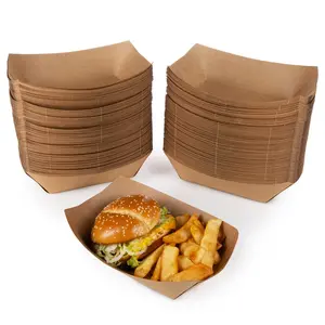 IDL Packaging 3 lb Kraft Paper Food Trays (Pack of 500) - Food-Safe Poly Coated for Extra Moisture Resistance - Proudly Made in USA - Serving Tray for Fries, Burgers, Appetizers