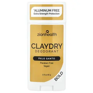 Zion Health Claydry Deodorant, Bold, Palo Santo, 2.8 oz (80 g)