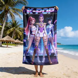 K-Pop Cyberpunk Girl Group Beach Towel, Quick-Dry Super Soft Polyester, Multi-Purpose Yoga Travel Swim Camping, Large Size, Best Gift
