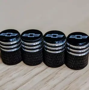 4 Chevy Chevrolet Tire Valve Stem Caps For Car, Truck Universal Fitting (Black)