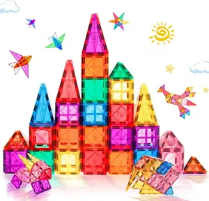 Magnetic Tiles Building Set for Kids 3D Magnetic Blocks STEM Construction Toys Educational Preschool Stacking Magnet Tiles for Toddlers Boys & Girls Ages 3-8 Safe & Age-Appropriate