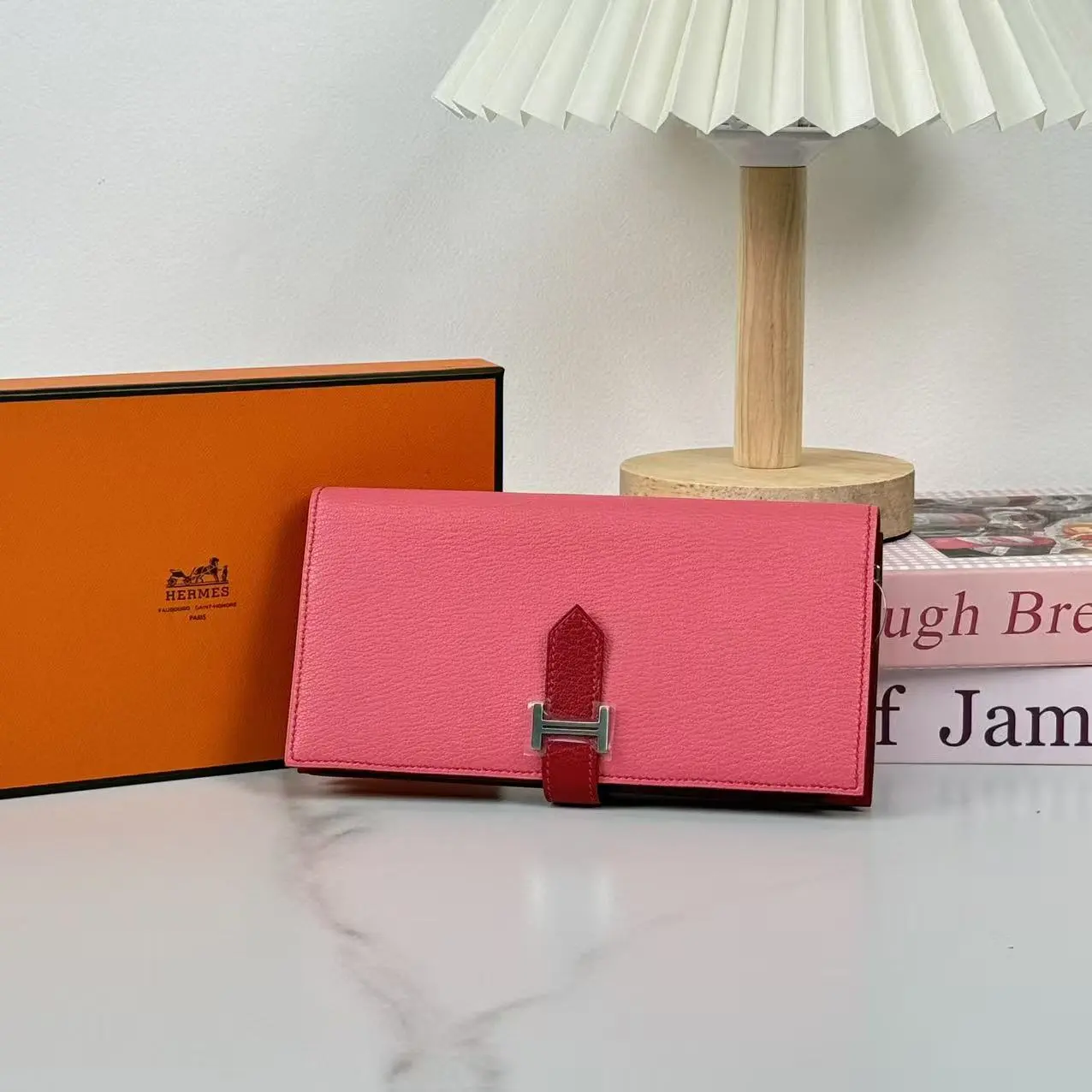 Pre-owned HERMÈS Bearn Wallet (Pink)