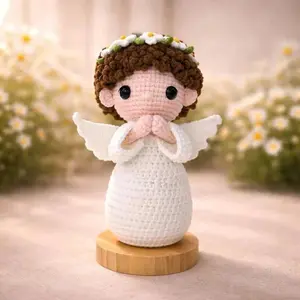 Handmade Crochet Angel Doll, Guardian Angel Amigurumi, Baptism Keepsake, Christian Decor