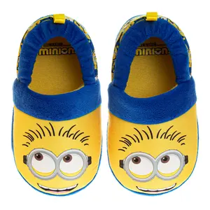 Minions Girls' Plush Slippers, Soft Indoor House Shoes with Non-Slip Sole (Toddler/Little Kid)